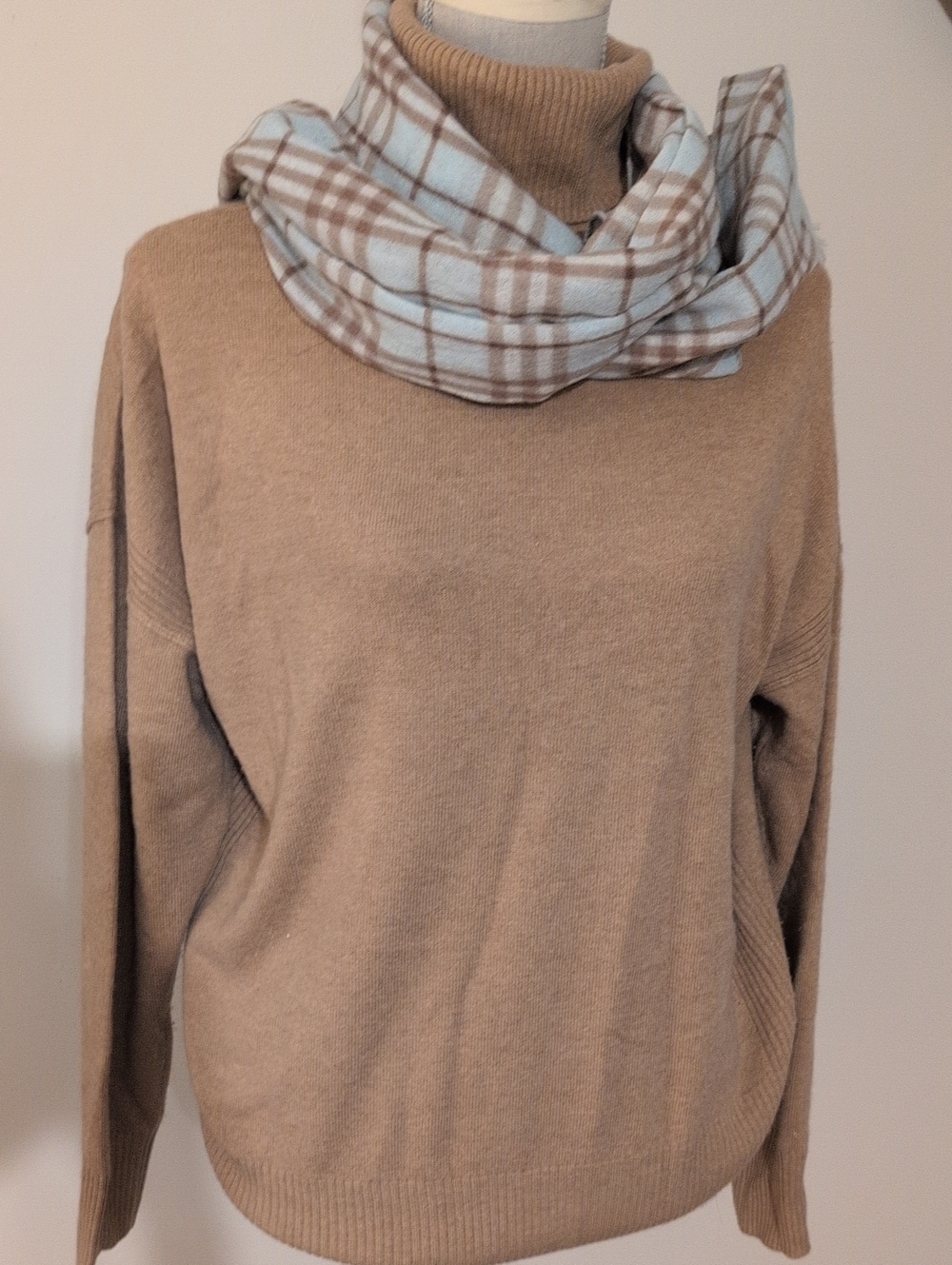 Reiss Women's Wool Blend Camel Tan Turtleneck Sweater M